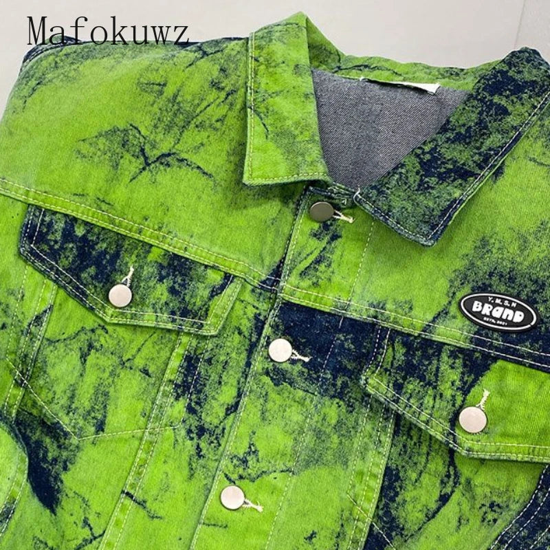 Vestes en denim rétro Splash pour hommes, pardessus américain, High Street, veste décontractée