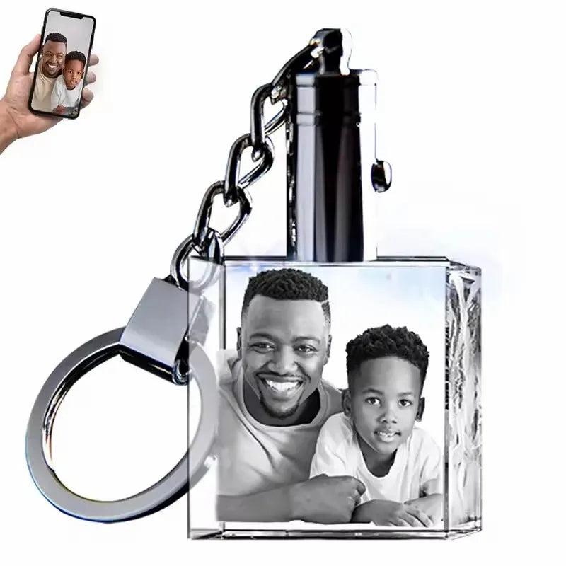 Collier Photo en cristal 3D personnalisé, collier personnalisé avec Photo gravée au Laser, cadeau , souvenir de Couple et famille