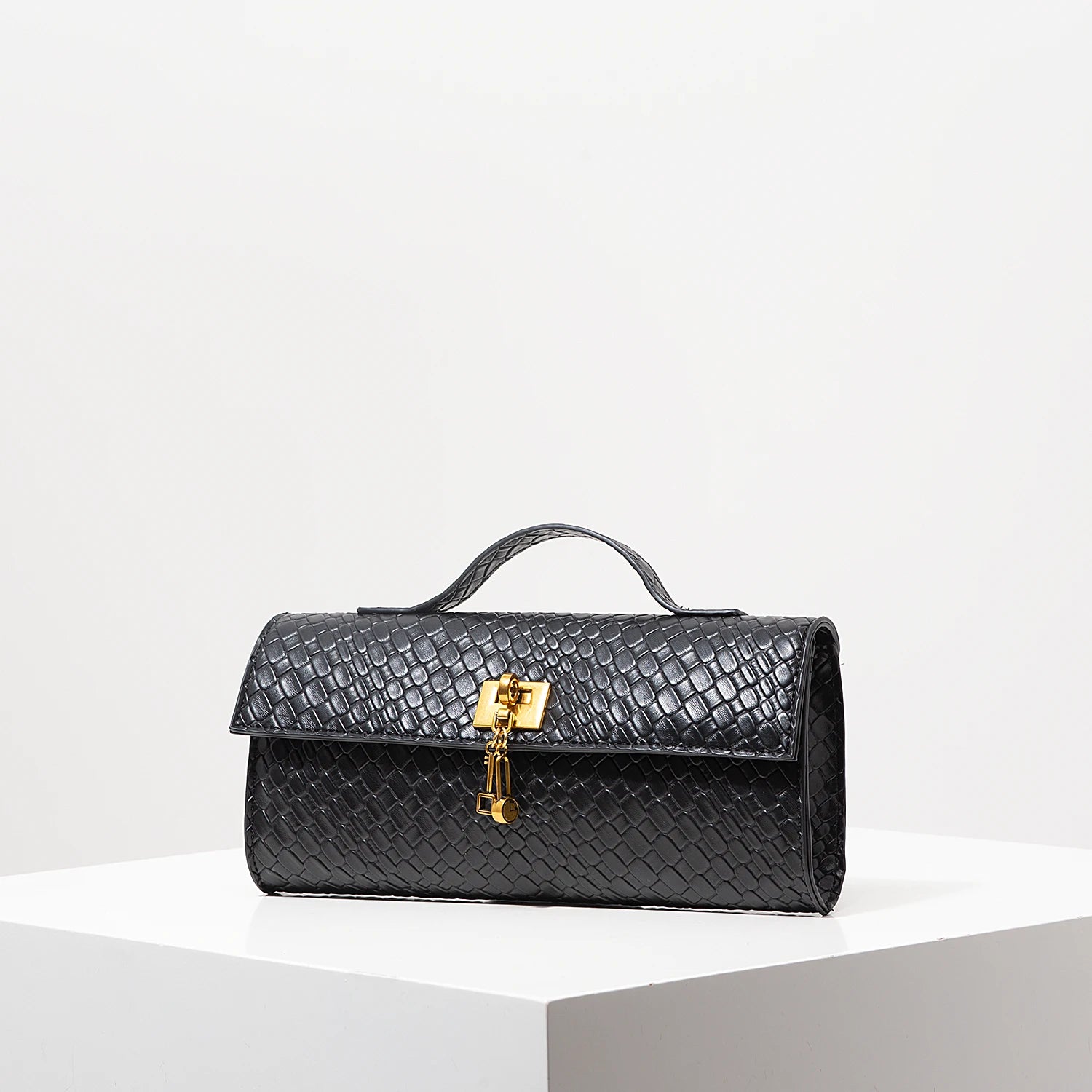 Sac à main rectangulaire tissé en simili cuir rétro, pochette pour femme, avec fermeture éclair, sac de dîner élégant, portefeuille rouge vin