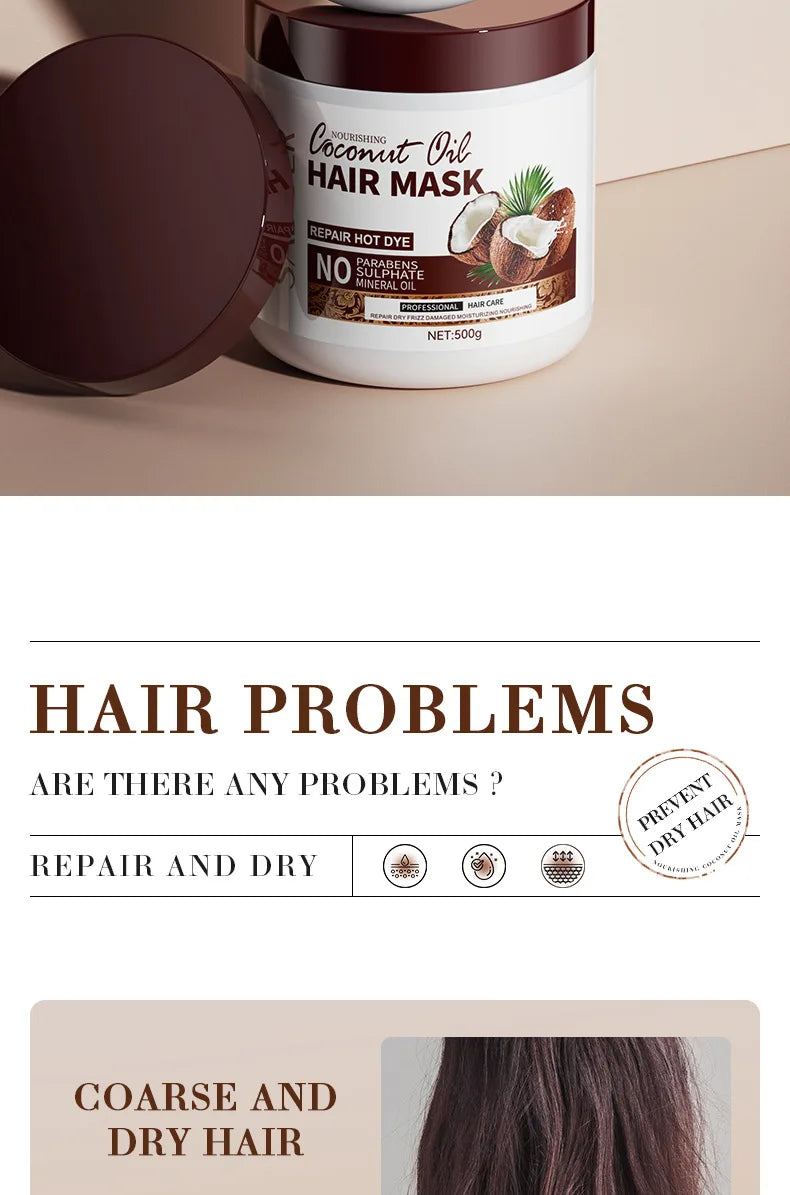 Après-shampooing SADOER Masque hydratant à la noix de coco améliore la qualité des cheveux crépus