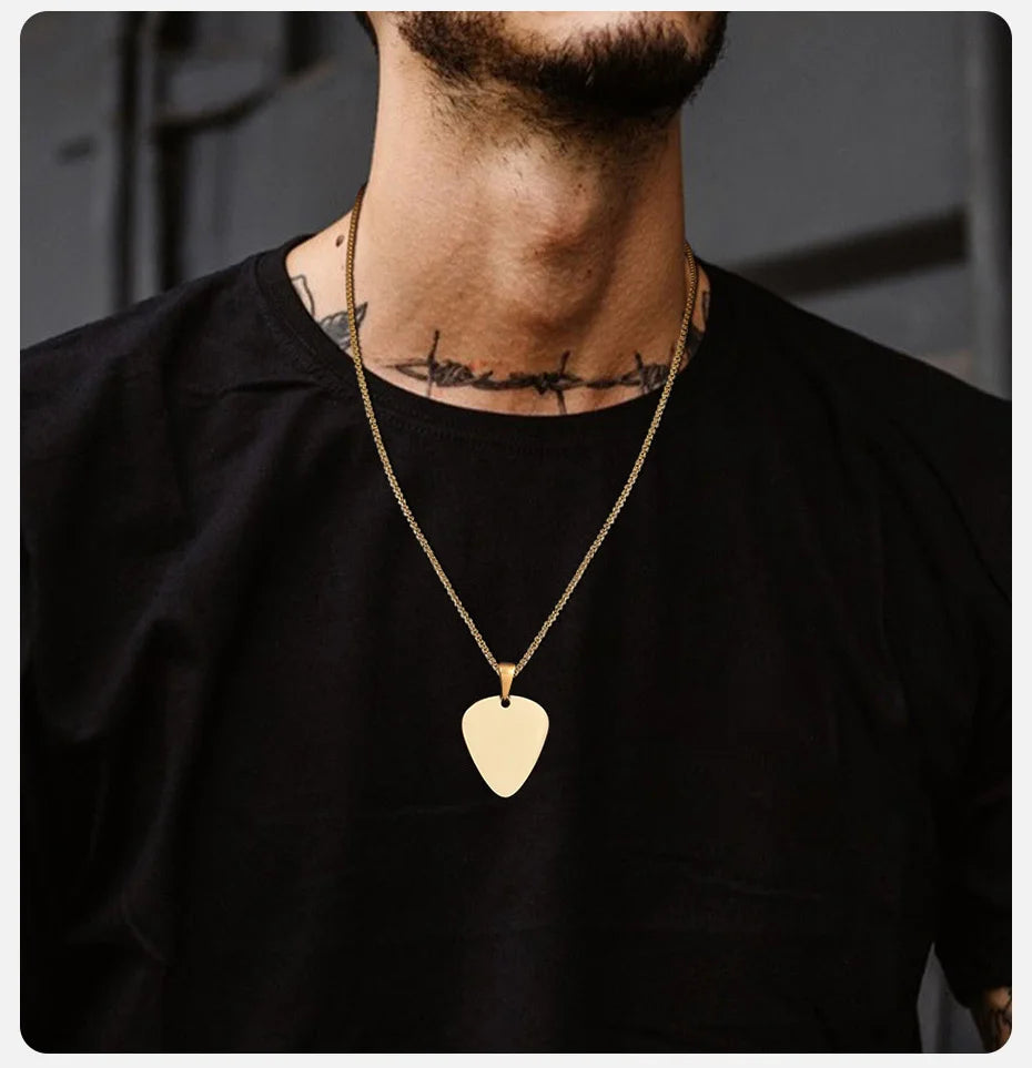 colliers de plectres de guitare avec nom personnalisé gratuit, pendentif de plectre de guitare personnalisé avec chaîne de boîte, cadeau pour les amoureux de la musique