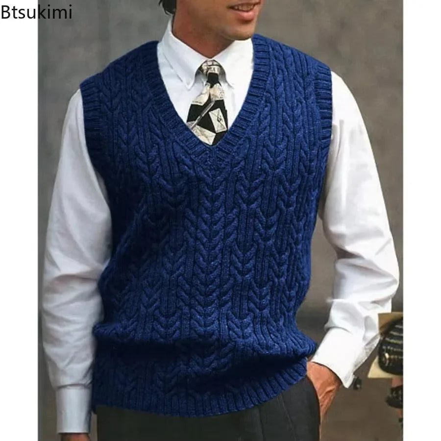Pull chaud et décontracté pour homme, col en V, sucirculation, automne, hiver, 2026