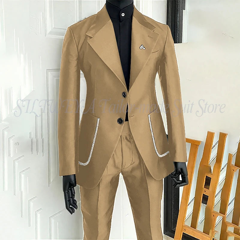 Costume 2 pièces noir pour hommes, Blazer et pantalon, simple boutonnage, travail quotidien, Business, décontracté, ensemble De Costume De fête, Traje De Hombre Elegante