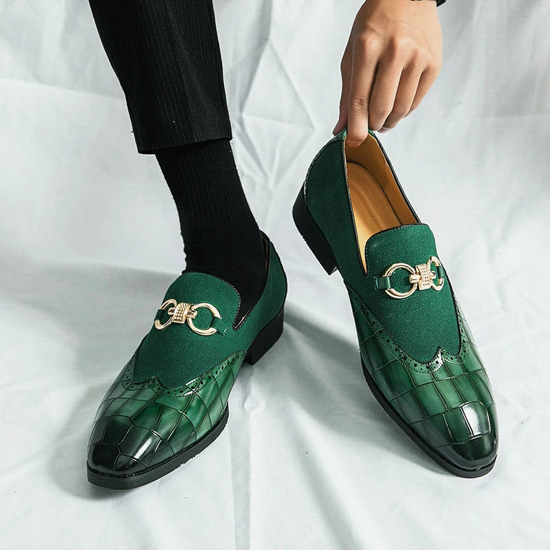 Mocassins en cuir Nubuck à enfiler pour hommes, marque de luxe, à fond épais et à bout pointu, chaussures de styliste en cuir décontractées, automne