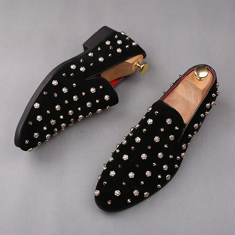 Chaussure de luxe hommes style britannique pointu Punk Rivet Oxford formel ,mariage bal