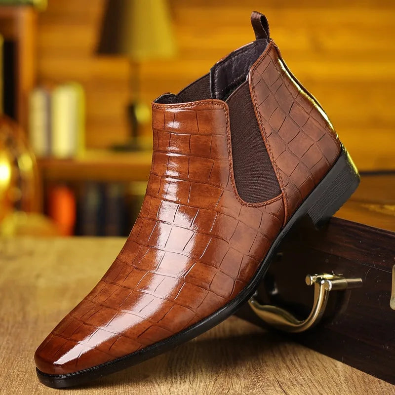 Chaussures habillées pour hommes automne hiver à semelles souples hommes bottes en cuir style Chelsea