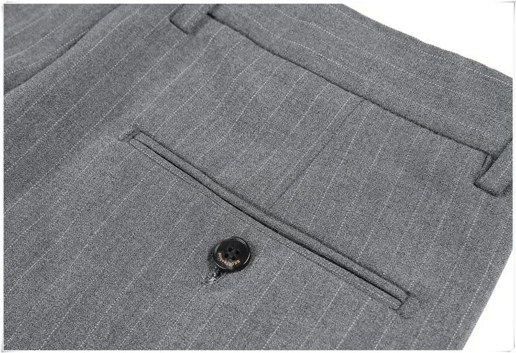 Pantalons décontractés à rayures noires pour hommes, trempés, vêtements de cérémonie pour hommes, robe de mariée, style britannique, affaires, boutique, qualité fjQuality