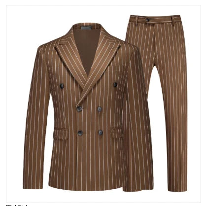 Ensemble pour hommes formel Double boutonnage rayé costumes Homme affaires Social ,de mariage