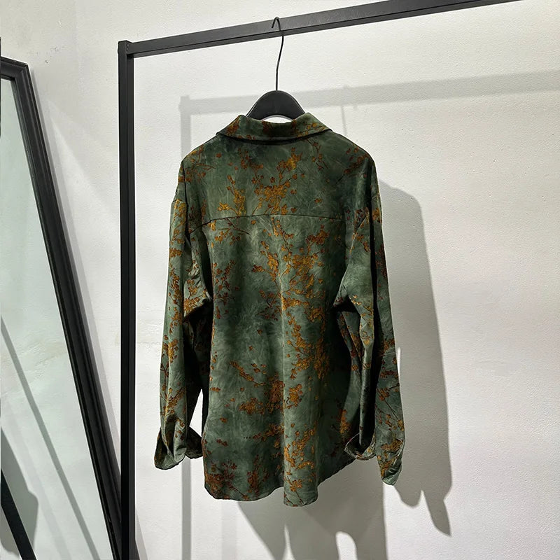 Chemise Blouse pour hommes coupe ample à manches longues chemises à la mode Vintage respirant