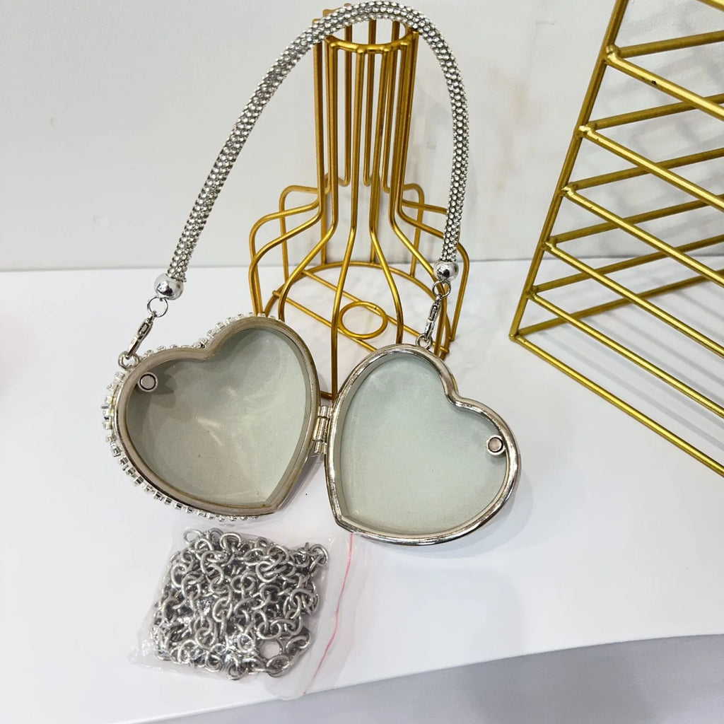 Pochette sac à main  DE Luxe Mini diamant incrustation coeur forme cristal pierres soirée de mariage sacs à bandoulière poignée strass
