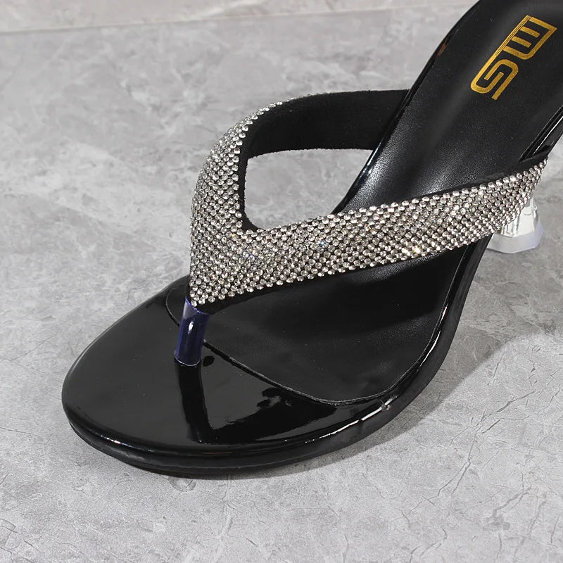 Pantoufles Modernes en Cuir Verni pour Femme, Chaussures à Talons Haute