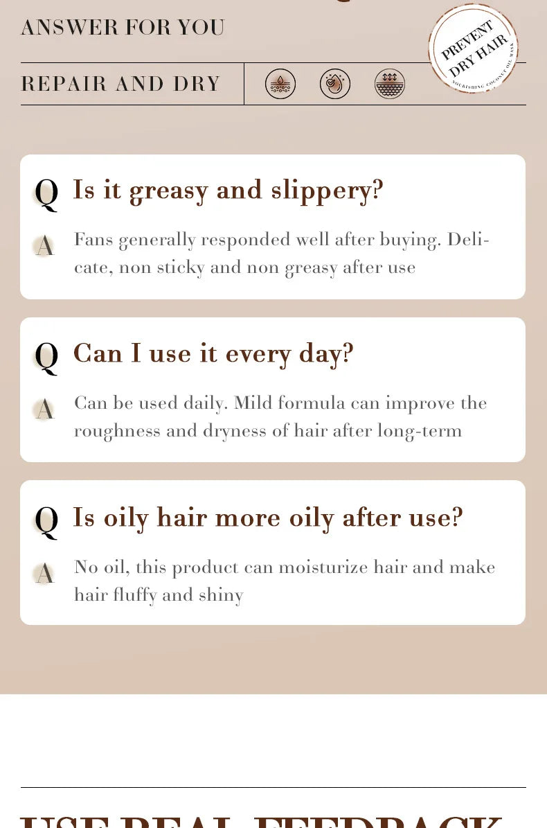 Après-shampooing SADOER Masque hydratant à la noix de coco améliore la qualité des cheveux crépus
