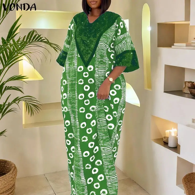 Boubou femmes bohème Robe longue paillettes Patchwork Maxi robes décontracté impression Vintage automne