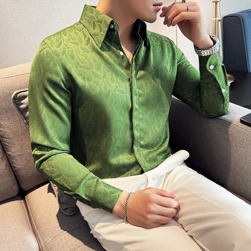 Chemise imprimée à manches longues pour hommes, style britannique, bouton GNE, coupe couvertes, décontractés,nouveau, 2026