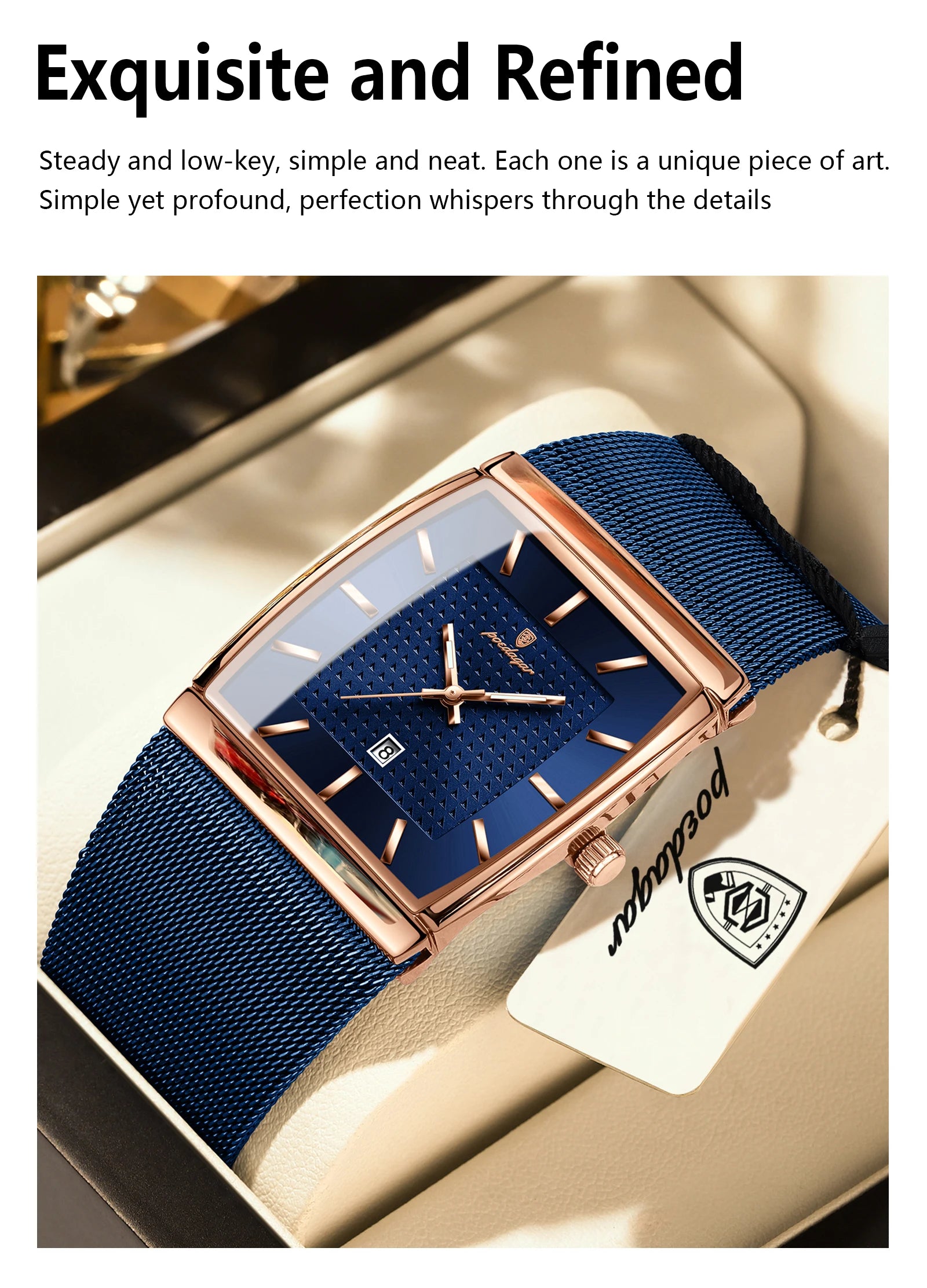 Top luxe hommes montre en acier inoxydable maille Date étanche lumineux homme montre-bracelet décontracté Rectangle Quartz hommes montres