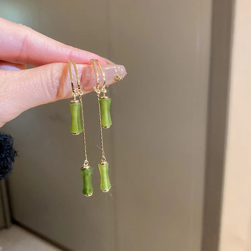 Boucles d'oreilles en strass émeraude incrusté pour femmes, Unique, mode, Zircon vert, goutte d'eau, scintillante, luxe, bijoux de mariage de styliste