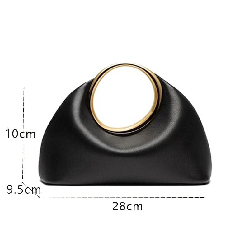 Sac à main en cuir PU pour femmes, pochette élégante, poignée supérieure en métal, sac de soirée