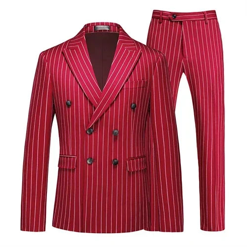 Ensemble pour hommes formel Double boutonnage rayé costumes Homme affaires Social ,de mariage