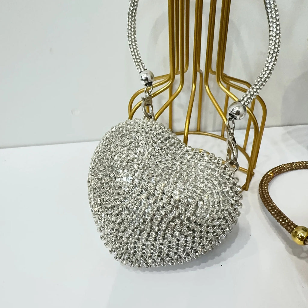 Pochette sac à main  DE Luxe Mini diamant incrustation coeur forme cristal pierres soirée de mariage sacs à bandoulière poignée strass
