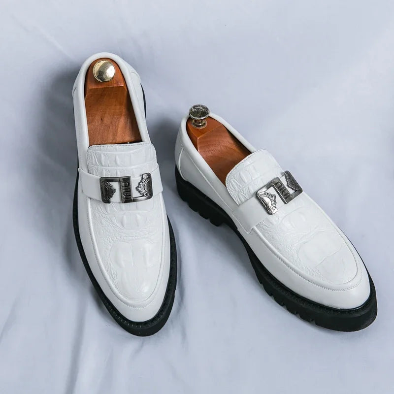 Hommes mocassins d'affaires à semelles épaisses hommes chaussures en cuir ,plate-forme chaussures confortable mode  décontractées