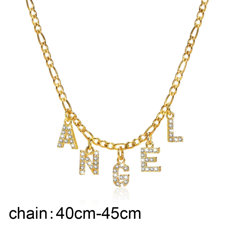 Collier personnalisé en acier inoxydable pour femme, pendentif lettre Alpahbet, nom initial, déclaration de collier, cadeau de breloques