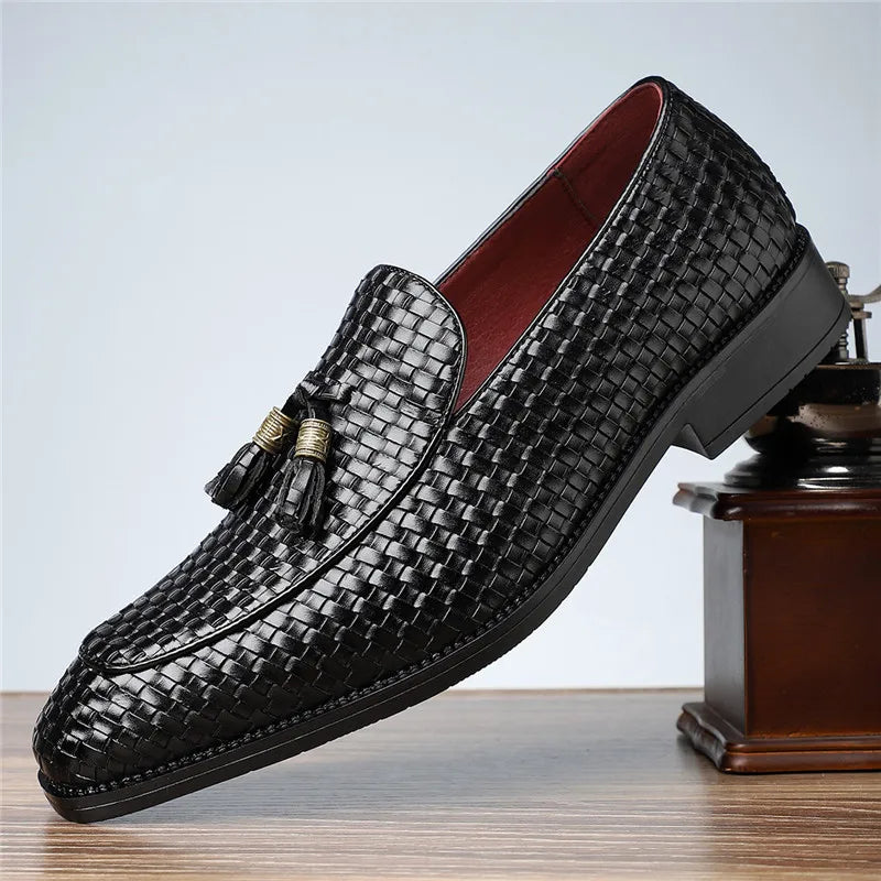 Mocassins chaussures hommes tricot motif en cuir chaussures décontractées de luxe