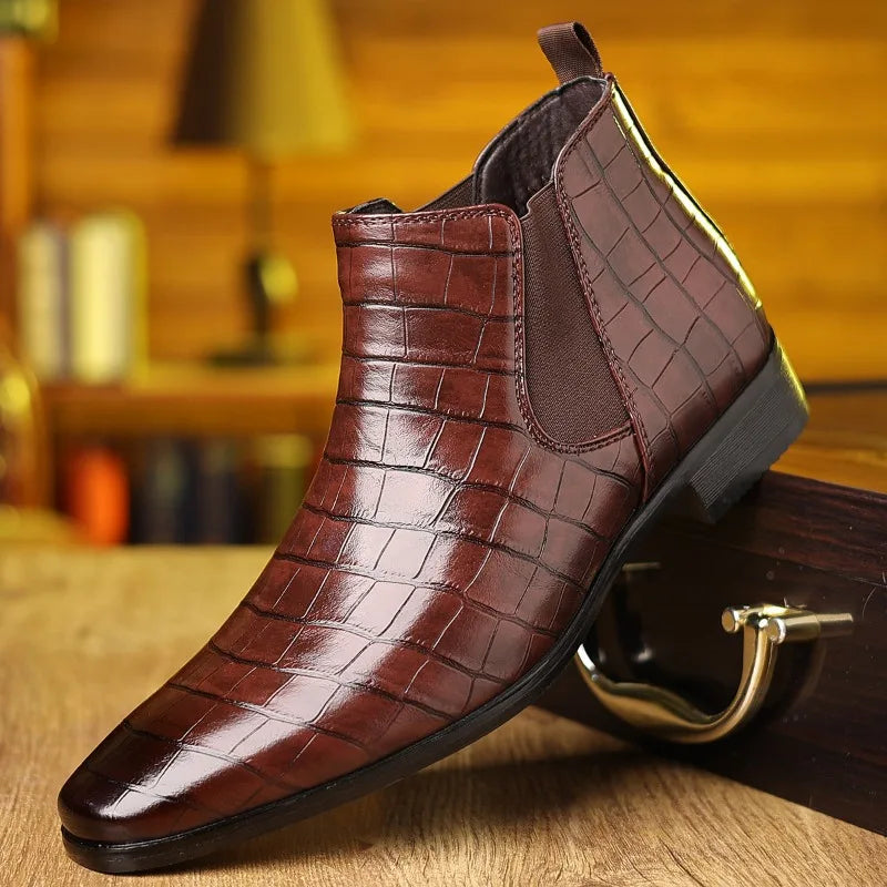 Chaussures habillées pour hommes automne hiver à semelles souples hommes bottes en cuir style Chelsea