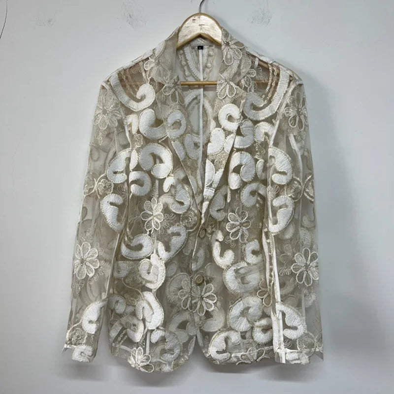 Blazer Brodé pour Homme, Veste d'Été Respirante et Cool, Créative de luxe , Simple Boutonnage