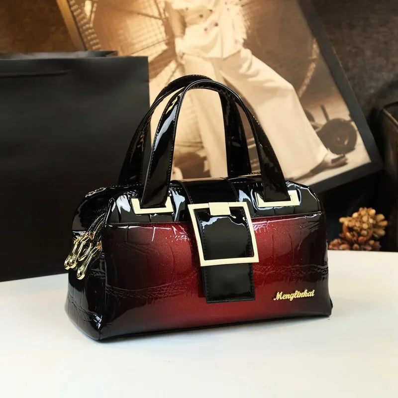 Sac à main multicouche en cuir souple pour femme, luxe motif crocodile, coussin Boston, , initié unique,