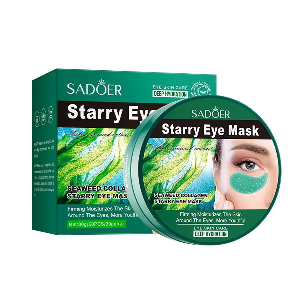 Masque pour les yeux aux algues, masque pour les yeux au collagène aux graines de raisin SADOER, masque pour les yeux hydratant et nourrissant, soin Anti-rides pour la peau des yeux