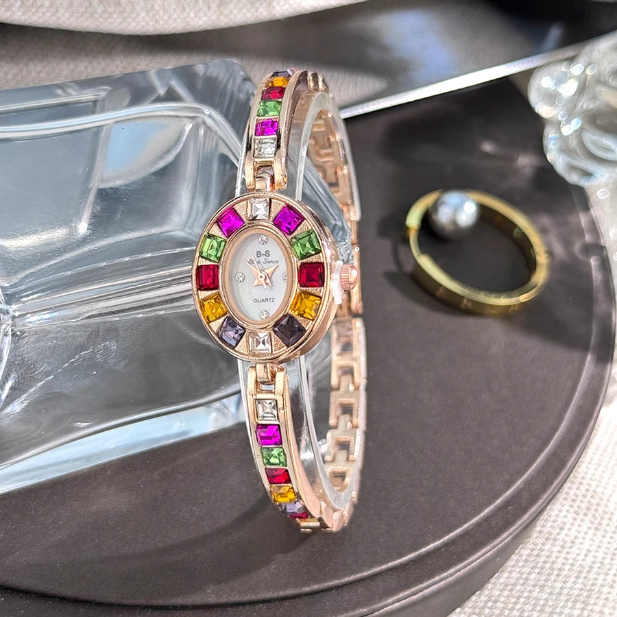 Couleur zircon avancé diamant montre pour femme niche bracelet bracelet petite montre à quartz exquise transfrontalière offre spéciale