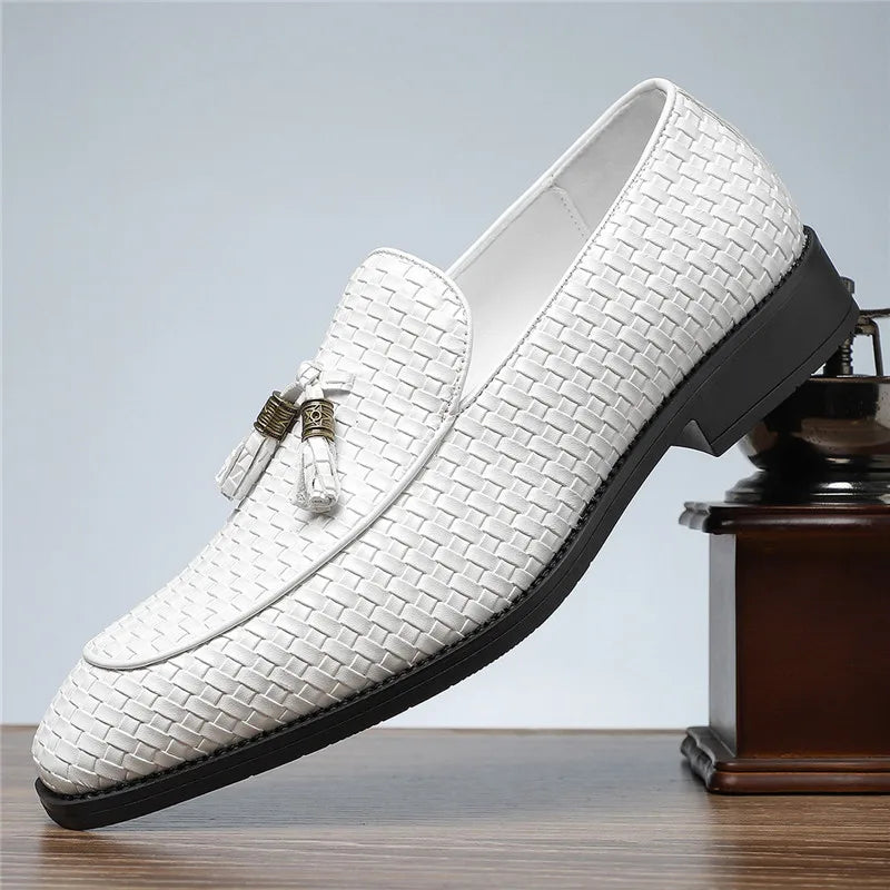 Mocassins chaussures hommes tricot motif en cuir chaussures décontractées de luxe