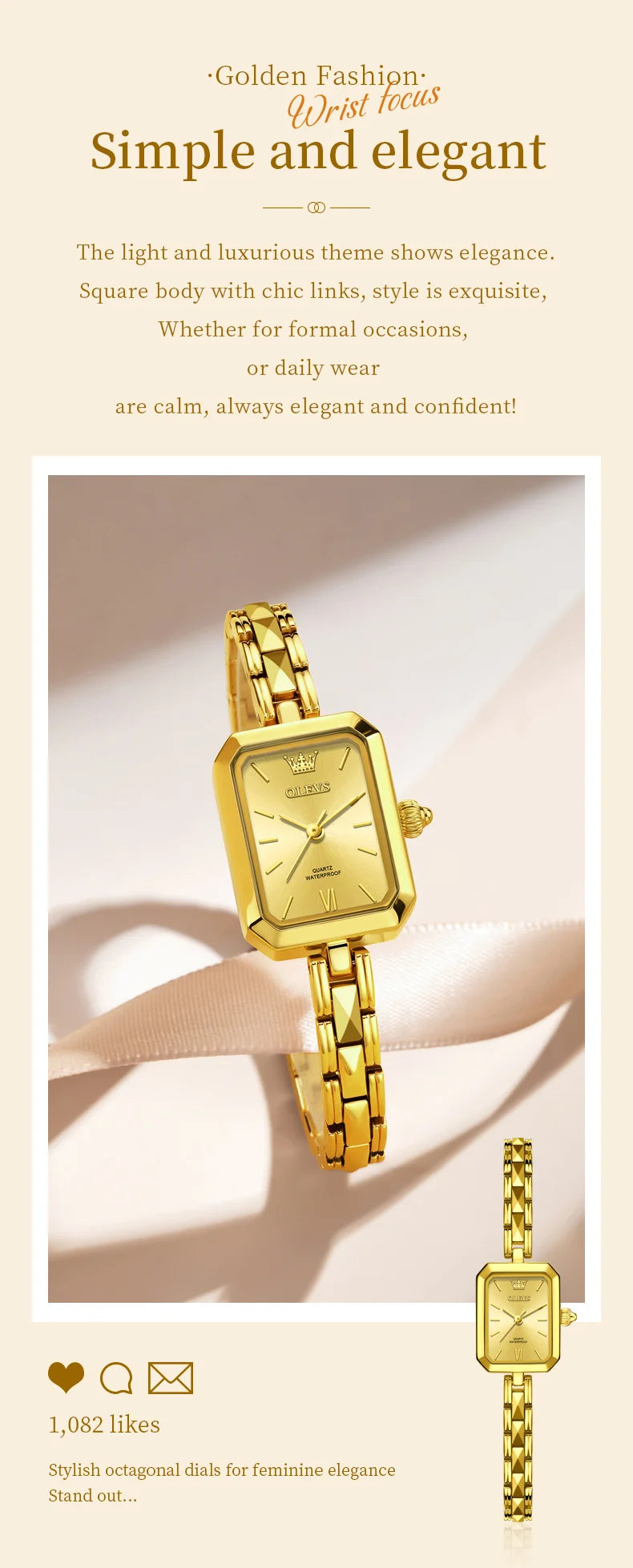 Montres pour femme Original élégant carré Quartz montre-bracelet étanche lumineux dames femme polyvalent Reloj