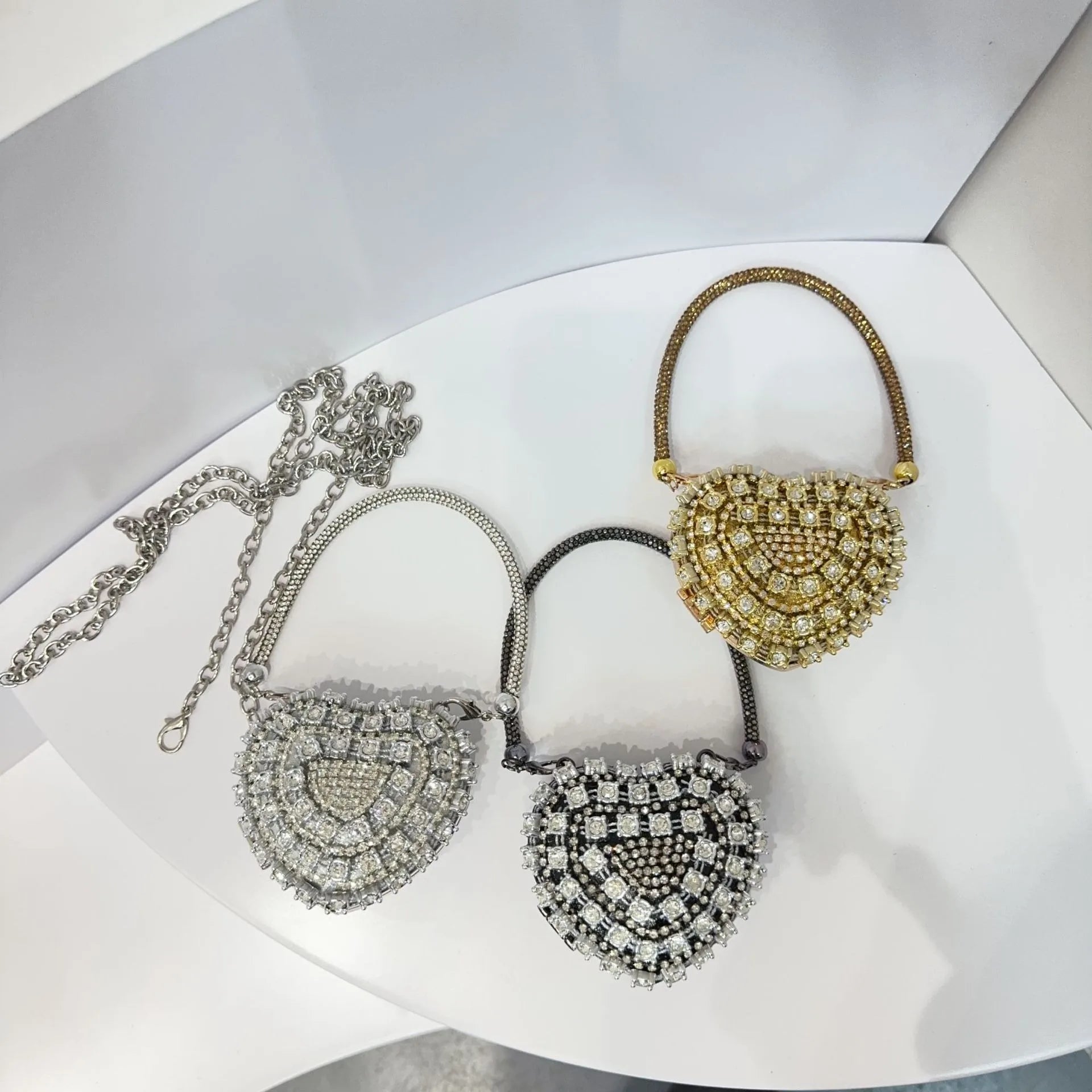 Pochette sac à main  DE Luxe Mini diamant incrustation coeur forme cristal pierres soirée de mariage sacs à bandoulière poignée strass