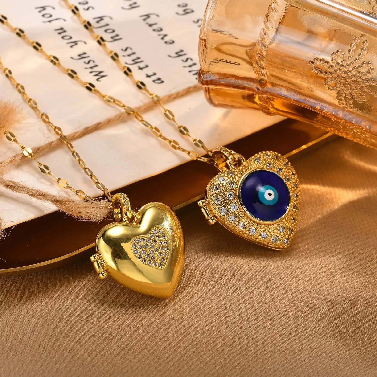 Collier Mauvais Œil en Acier Inoxydable pour Femme, Pendentif Personnalisé avec Photo, Bijoux Cadeaux