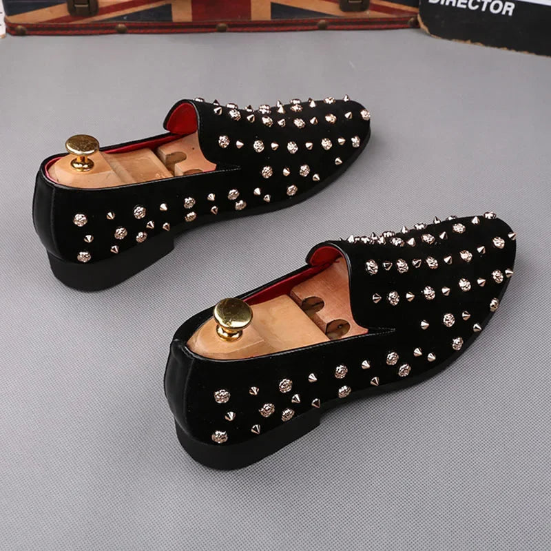 Chaussure de luxe hommes style britannique pointu Punk Rivet Oxford formel ,mariage bal