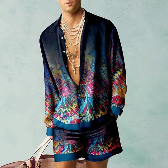 Ensemble de chemises à motif botanique pour hommes, impression 3D, mode décontractée, objectifs de plage, streetwear d'été, vêtements hawaïens
