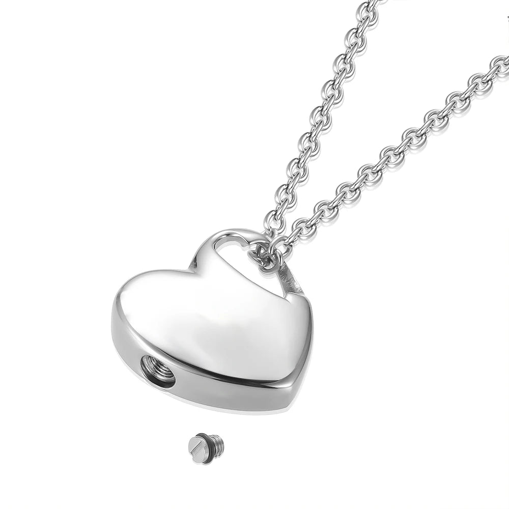 Pendentif urne coeur en acier inoxydable pour cendres humaines-collier de crémation, bijoux souvenir commémoratif
