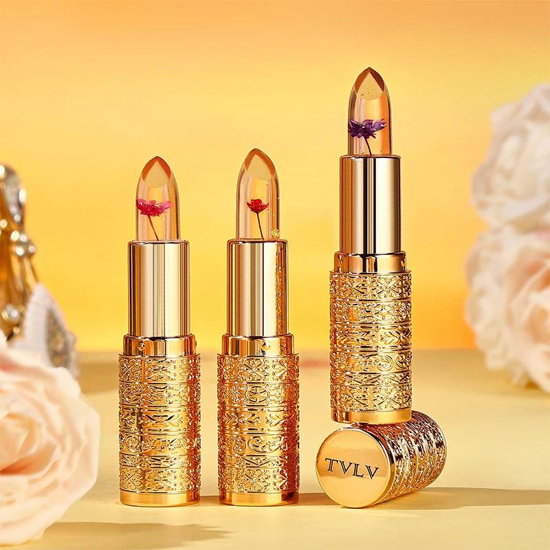 Le rouge à lèvres pétale qui change de couleur cristal pour les femmes hydrate le baume à lèvres durable et non collant