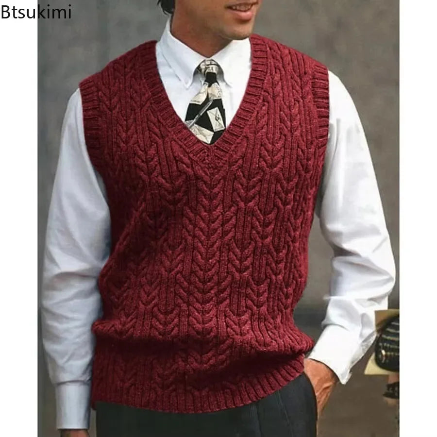 Pull chaud et décontracté pour homme, col en V, sucirculation, automne, hiver, 2026