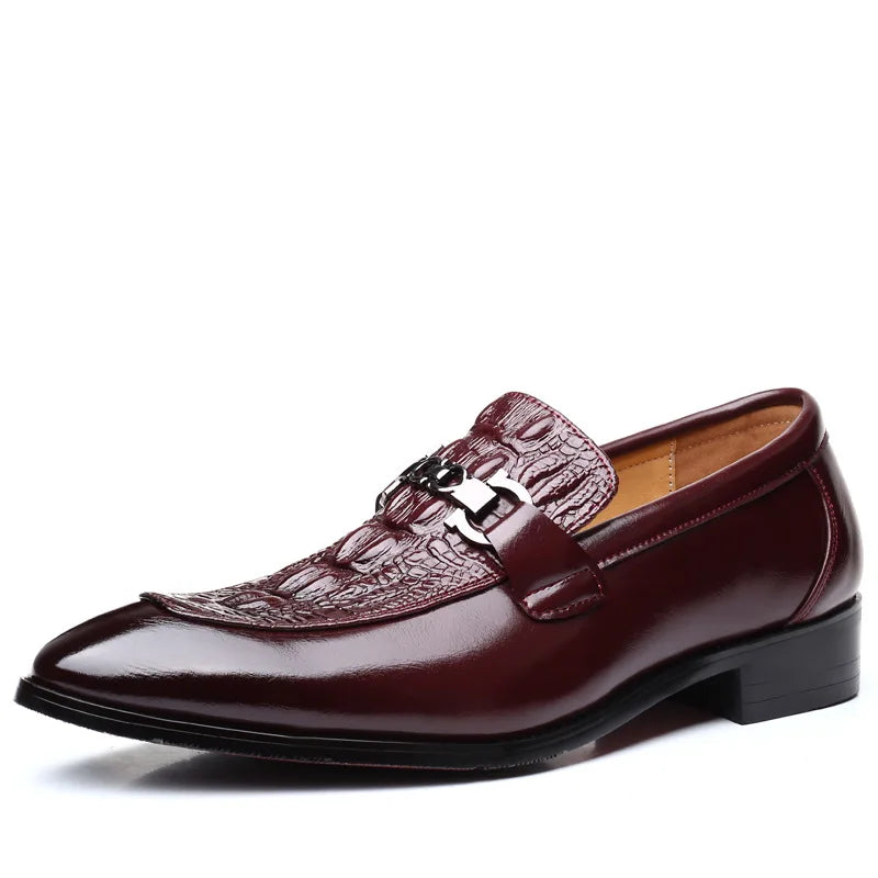 Homme chaussures de luxe Crocodile Grain cuir ,d'affaires sans lacet hommes fête de mariage  décontracté