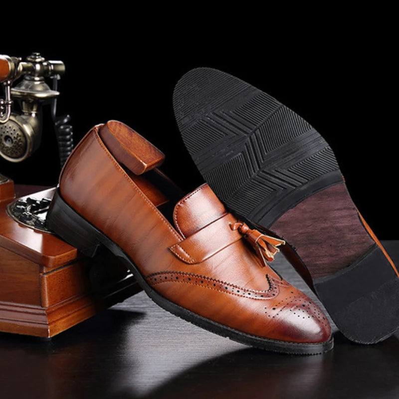 Mocassins en cuir de luxe pour hommes, chaussures richelieu à pompons de styliste,  mode haute qualité