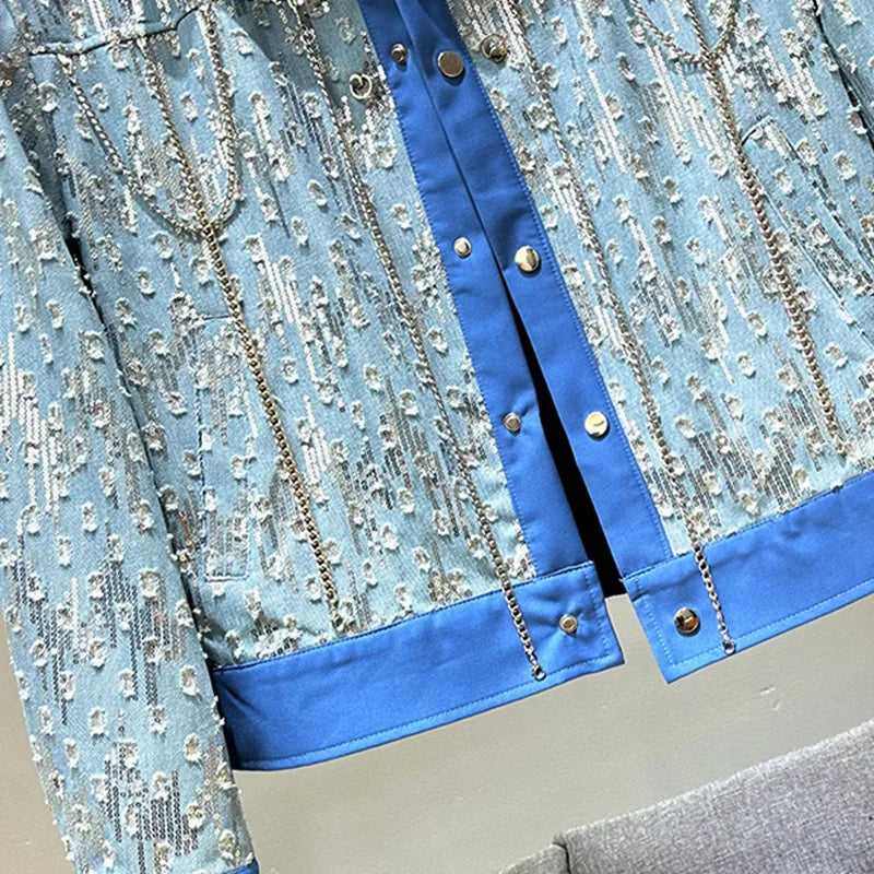 Veste en Denim en jeans pour Homme, Mode Décoration Trou, Automne Hiver