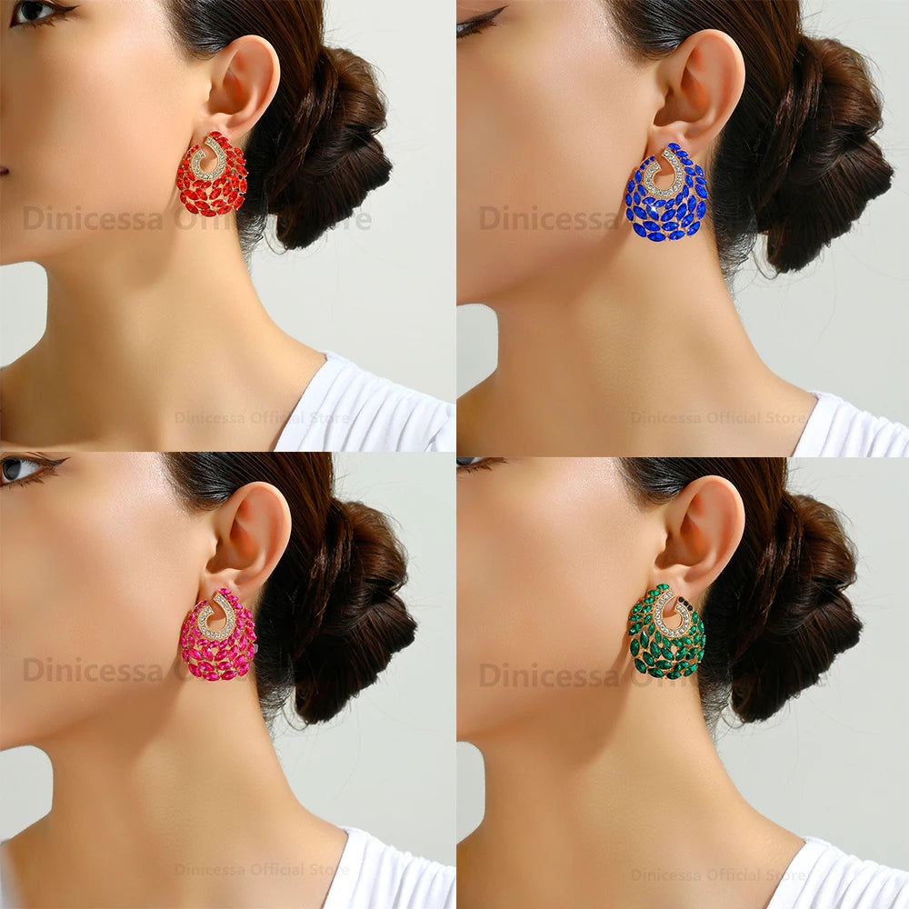 Boucles d'oreilles en strass brillant pour femmes, Design de luxe, bijoux de fête de mariage, à la mode, décor, Piercing, accessoires d'oreille à breloques