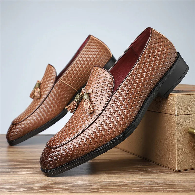 Mocassins chaussures hommes tricot motif en cuir chaussures décontractées de luxe
