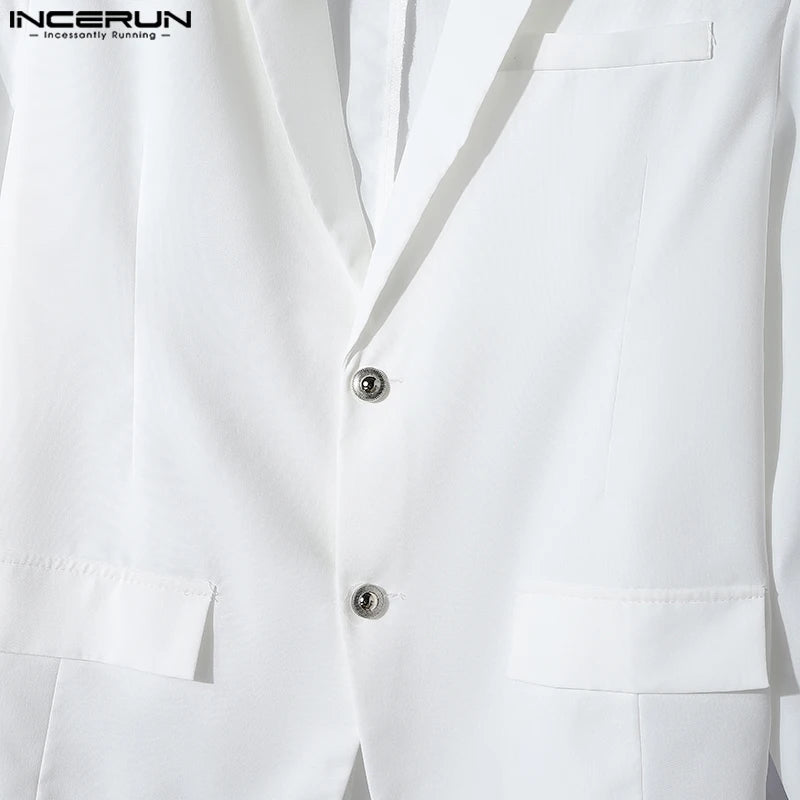 Mode Style décontracté hauts INCERUN nouveaux hommes Perspective dentelle épissage conception costume manteaux mâle solide à manches longues Blazer S-5XL 2024