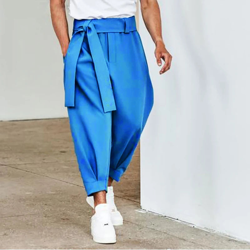 Pantalon Baggy pour hommes, Streetwear décontracté, ceinture, haute qualité, couleur Pure, jogging, sarouel à la mode