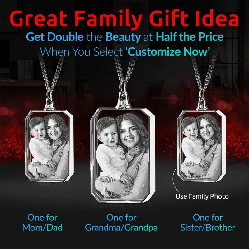 Collier Photo en cristal 3D personnalisé, collier personnalisé avec Photo gravée au Laser, cadeau , souvenir de Couple et famille