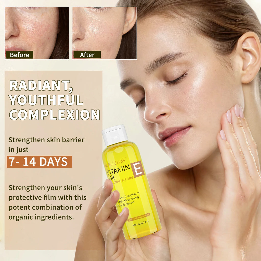 MAYJAM huile de vitamine E naturelle et Pure soin de la peau hydratant éclaircir le teint de la peau 118 ml 236 ml huile de soin du visage