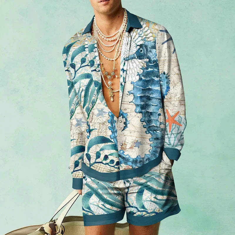 Ensemble de chemises à motif botanique pour hommes, impression 3D, mode décontractée, objectifs de plage, streetwear d'été, vêtements hawaïens